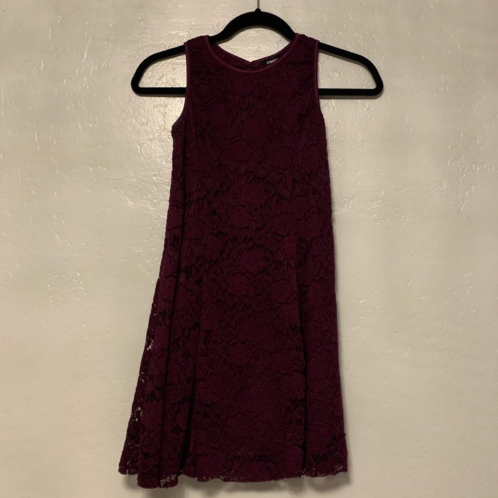 Super cute Purple flower Lace straight dress